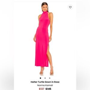 Norma Kamali Pink Halter Midi Gown